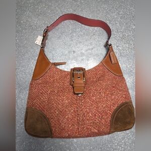 Coach Vintage F11214 Soho Hampton Orange Tweed Flap Hobo Bag